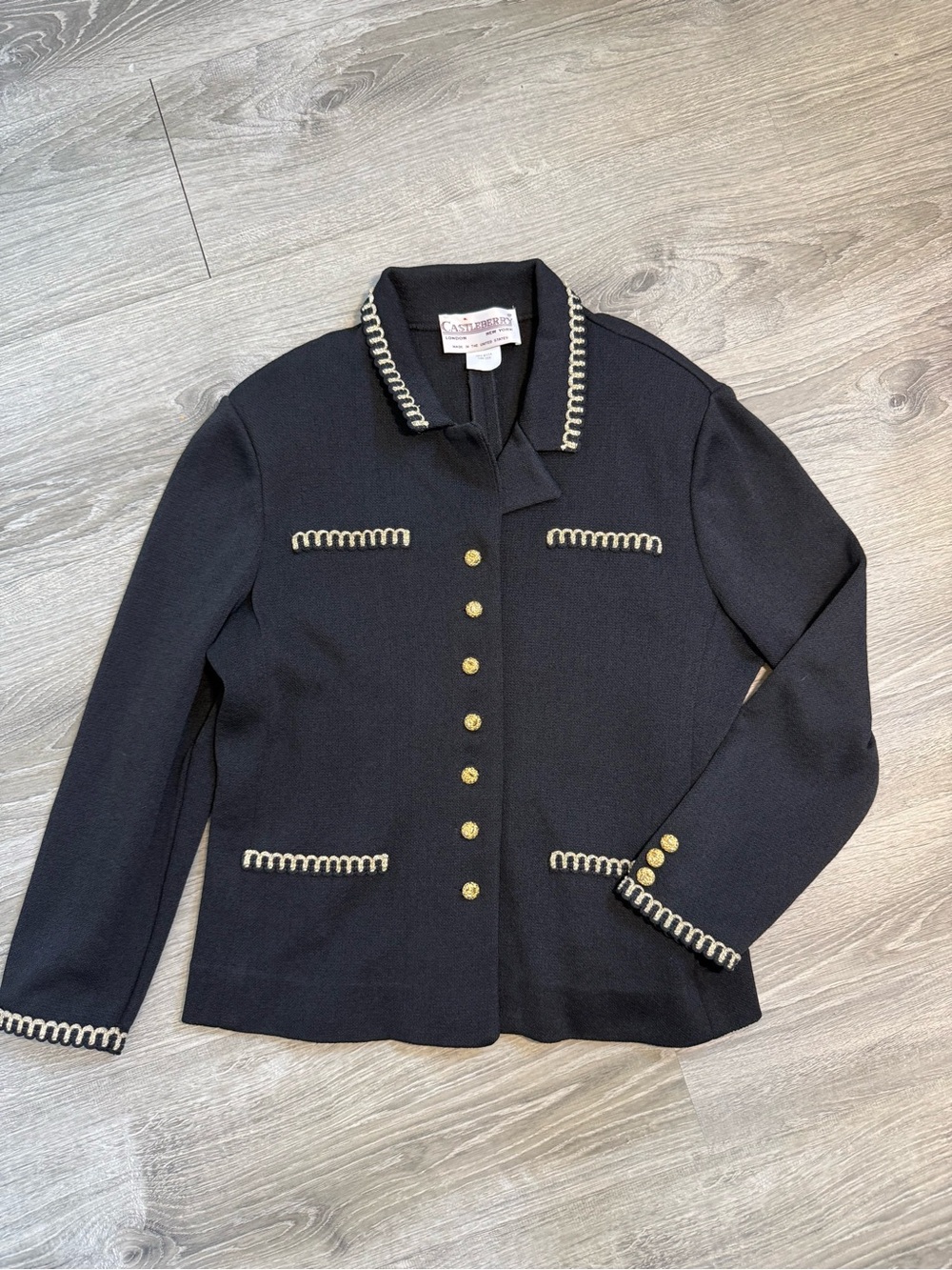 Vintage Castleberry Blazer Black w/ Gold Accents - old money classy